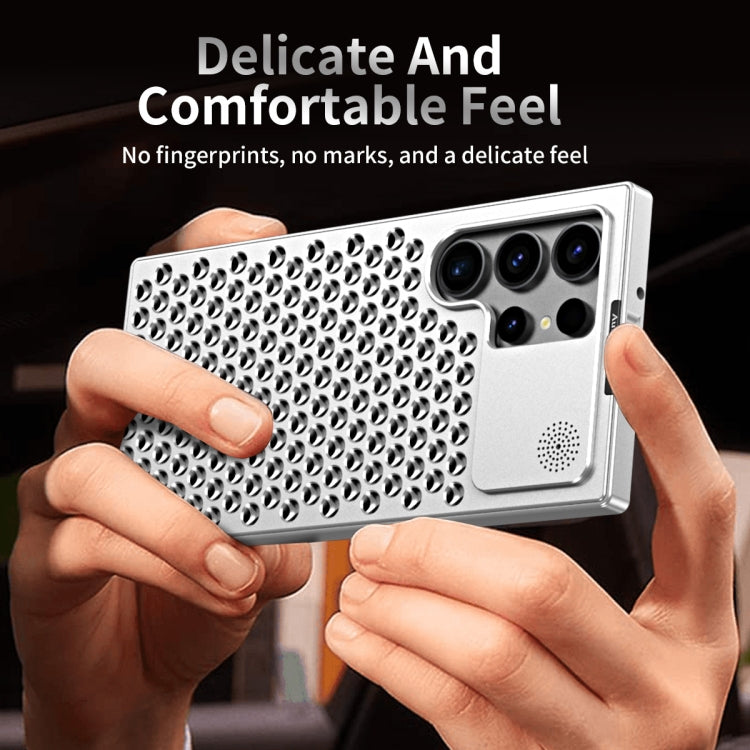 For Samsung Galaxy S22 Ultra 5G R-JUST RJ58 Aromatherapy Metal Cooling Phone Case(Silver) - Galaxy S22 Ultra 5G Cases by R-JUST | Online Shopping South Africa | PMC Jewellery | Buy Now Pay Later Mobicred