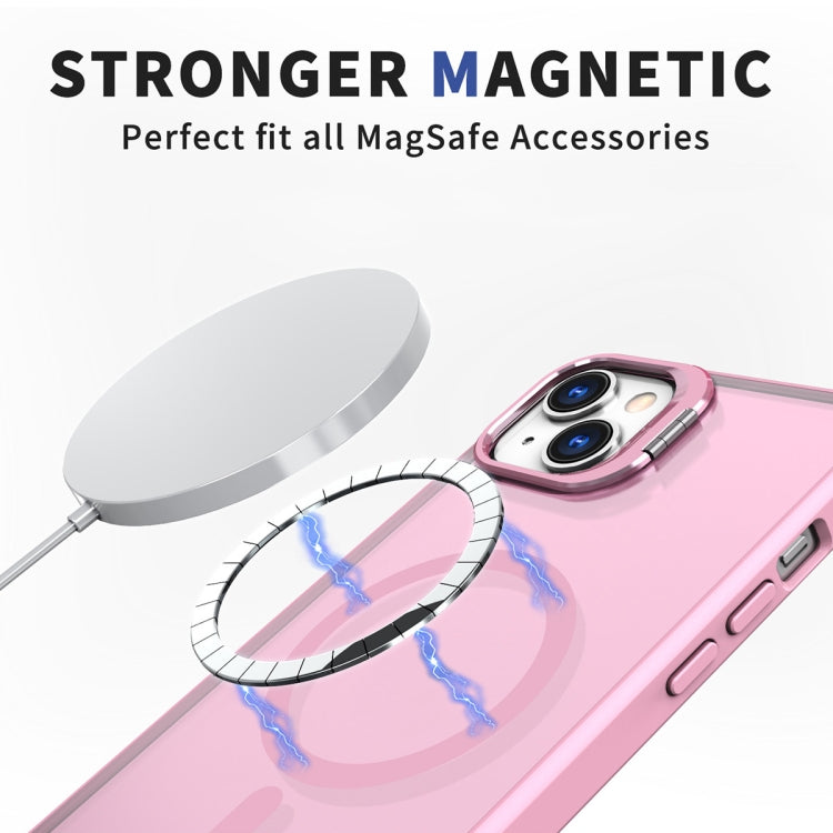 For iPhone 15 Plus Metal Invisible Camera Holder MagSafe Magnetic Phone Case(Pink) - iPhone 15 Plus Cases by PMC TechLife | Online Shopping South Africa | PMC TechLife
