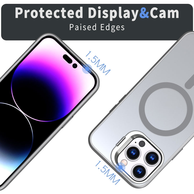 For iPhone 14 Pro Max Metal Invisible Camera Holder MagSafe Magnetic Phone Case(Grey) - iPhone 14 Pro Max Cases by PMC TechLife | Online Shopping South Africa | PMC TechLife