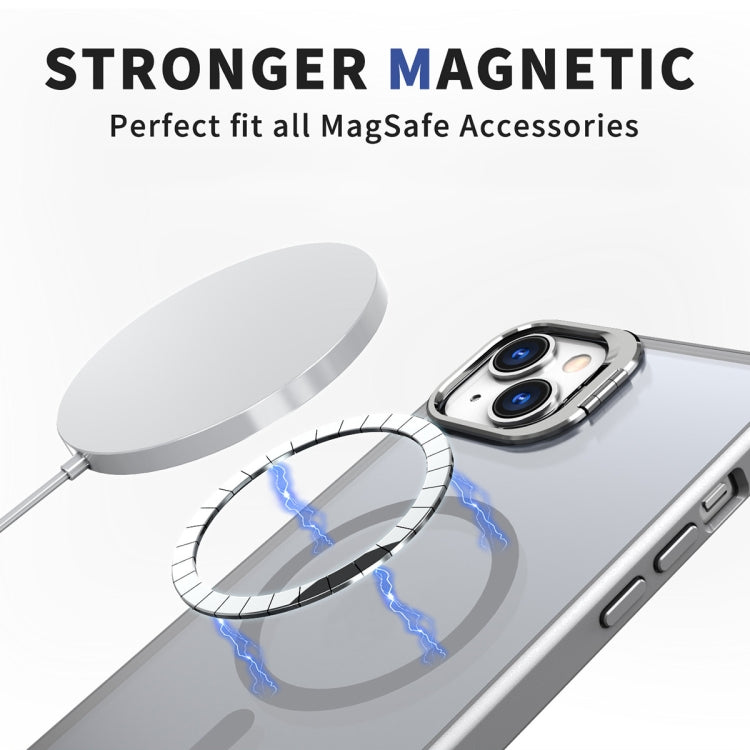 For iPhone 14 Metal Invisible Camera Holder MagSafe Magnetic Phone Case(Grey) - iPhone 14 Cases by PMC Jewellery | Online Shopping South Africa | PMC Jewellery