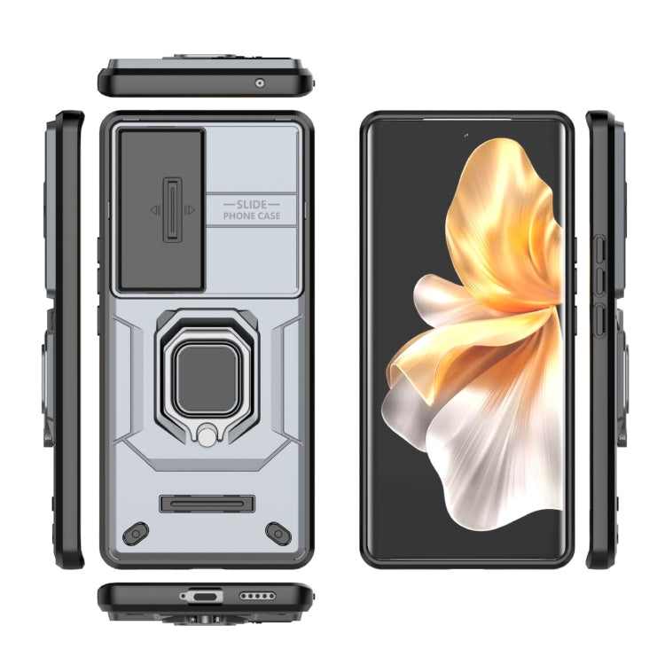 For vivo S18 5G Sliding Camshield TPU + PC Shockproof Phone Case with Holder(Grey) - S18 Cases by PMC TechLife | Online Shopping South Africa | PMC TechLife | Buy Now Pay Later Mobicred