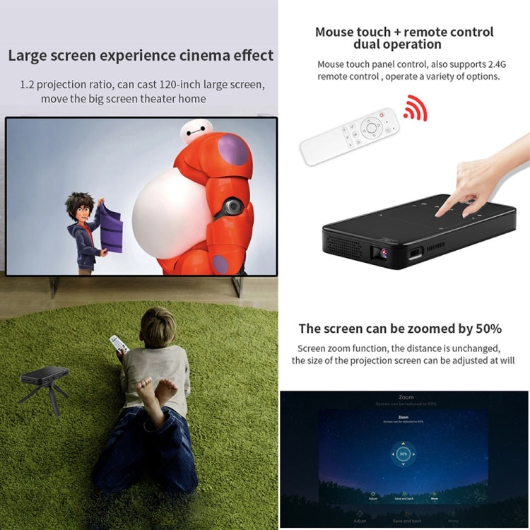 S90 DLP Android 9.0 2GB+32GB 4K Mini WiFi Smart Projector, Power Plug:UK Plug(White) - Mini Projector by PMC Jewellery | Online Shopping South Africa | PMC Jewellery | Buy Now Pay Later Mobicred