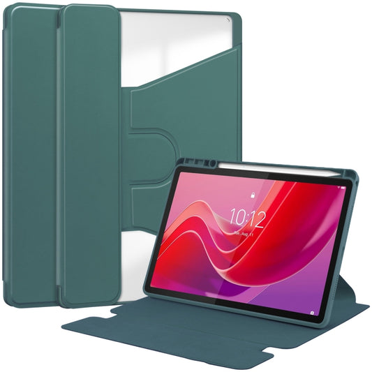 For Lenovo Tab M11/Xiaoxin Pad 11 2024 360 Rotation Transparent Smart Leather Case(Dark Green) - Lenovo by PMC Jewellery | Online Shopping South Africa | PMC Jewellery | Buy Now Pay Later Mobicred