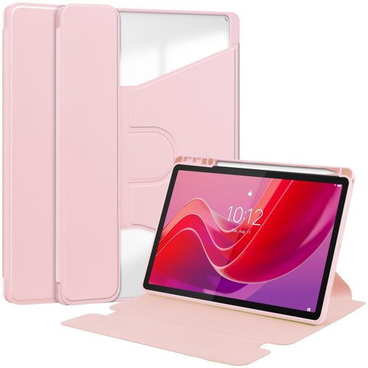 For Lenovo Tab M11/Xiaoxin Pad 11 2024 360 Rotation Transparent Smart Leather Case(Pink) - Lenovo by PMC Jewellery | Online Shopping South Africa | PMC Jewellery | Buy Now Pay Later Mobicred