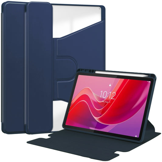 For Lenovo Tab M11/Xiaoxin Pad 11 2024 360 Rotation Transparent Smart Leather Case(Dark Blue) - Lenovo by PMC Jewellery | Online Shopping South Africa | PMC Jewellery | Buy Now Pay Later Mobicred