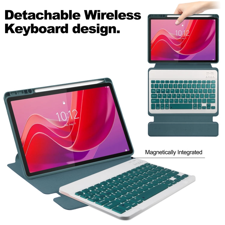 For Lenovo Tab M11/Xiaoxin Pad 11 2024 360 Rotation Transparent Smart Leather Case with Keyboard(Dark Green) - Lenovo by PMC Jewellery | Online Shopping South Africa | PMC Jewellery | Buy Now Pay Later Mobicred