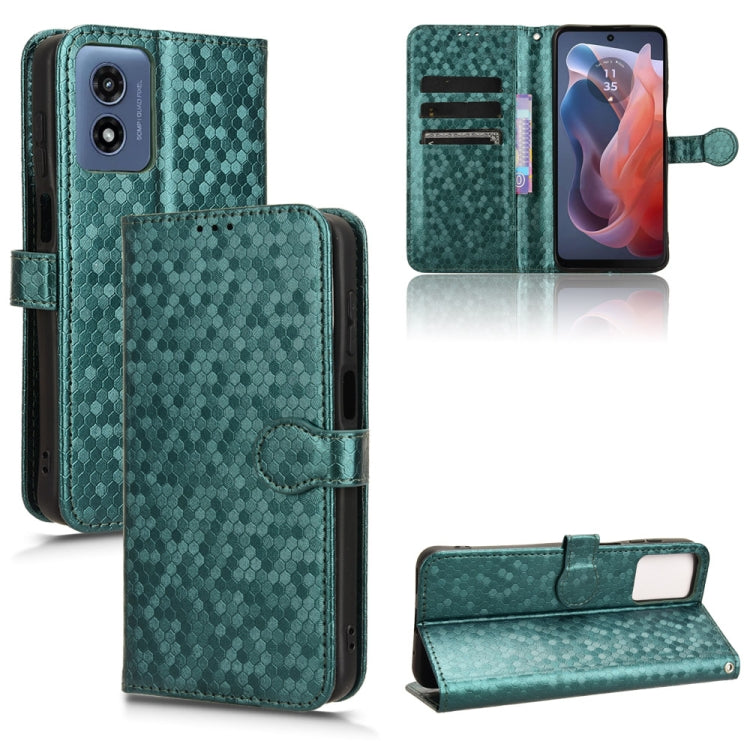 For Motorola Moto G Play 4G 2024 Honeycomb Dot Texture Leather Phone Case(Green) - Motorola Cases by PMC Jewellery | Online Shopping South Africa | PMC Jewellery | Buy Now Pay Later Mobicred