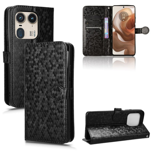 For Motorola Edge 50 Ultra Honeycomb Dot Texture Leather Phone Case(Black) - Motorola Cases by PMC Jewellery | Online Shopping South Africa | PMC Jewellery | Buy Now Pay Later Mobicred