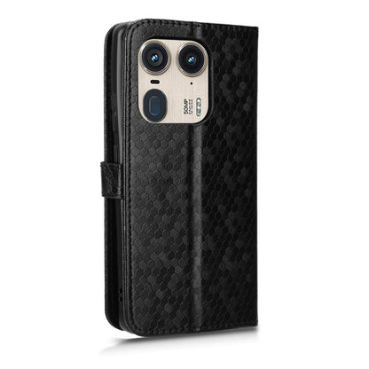 For Motorola Edge 50 Ultra Honeycomb Dot Texture Leather Phone Case(Black) - Motorola Cases by PMC Jewellery | Online Shopping South Africa | PMC Jewellery | Buy Now Pay Later Mobicred