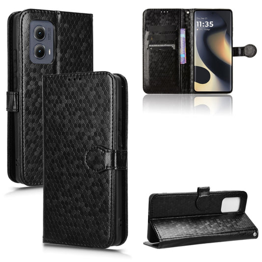 For Motorola Edge 5G 2024 Honeycomb Dot Texture Leather Phone Case(Black) - Motorola Cases by PMC Jewellery | Online Shopping South Africa | PMC Jewellery | Buy Now Pay Later Mobicred