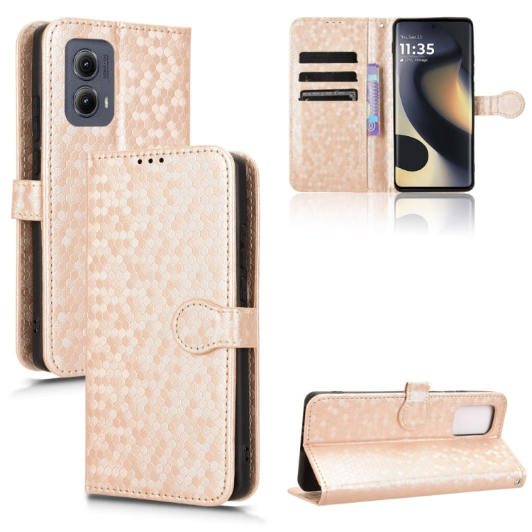 For Motorola Edge 5G 2024 Honeycomb Dot Texture Leather Phone Case(Gold) - Motorola Cases by PMC Jewellery | Online Shopping South Africa | PMC Jewellery | Buy Now Pay Later Mobicred