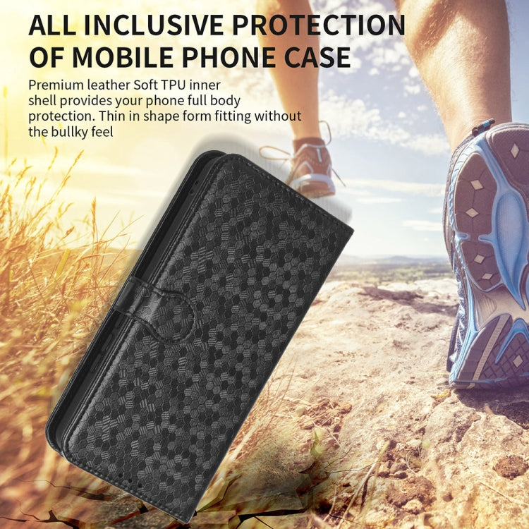 For Motorola Moto G Play 4G 2024 Honeycomb Dot Texture Leather Phone Case(Black) - Motorola Cases by PMC Jewellery | Online Shopping South Africa | PMC Jewellery | Buy Now Pay Later Mobicred