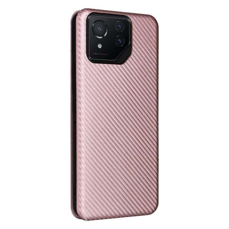 For ASUS ROG Phone 8 Carbon Fiber Texture Flip Leather Phone Case(Pink) - ASUS Cases by PMC Jewellery | Online Shopping South Africa | PMC Jewellery | Buy Now Pay Later Mobicred