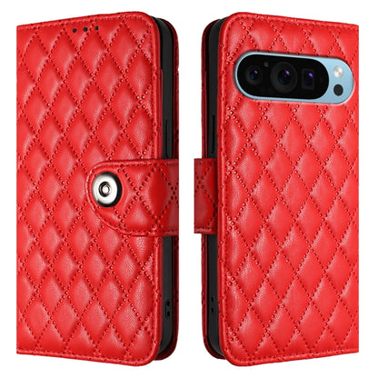 For Google Pixel 9 Pro XL Rhombic Texture Flip Leather Phone Case with Lanyard(Red) - Google Cases by PMC Jewellery | Online Shopping South Africa | PMC Jewellery | Buy Now Pay Later Mobicred