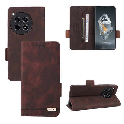 For OnePlus Ace 3 5G Magnetic Clasp Leather Phone Case(Brown) - OnePlus Cases by PMC Jewellery | Online Shopping South Africa | PMC Jewellery | Buy Now Pay Later Mobicred