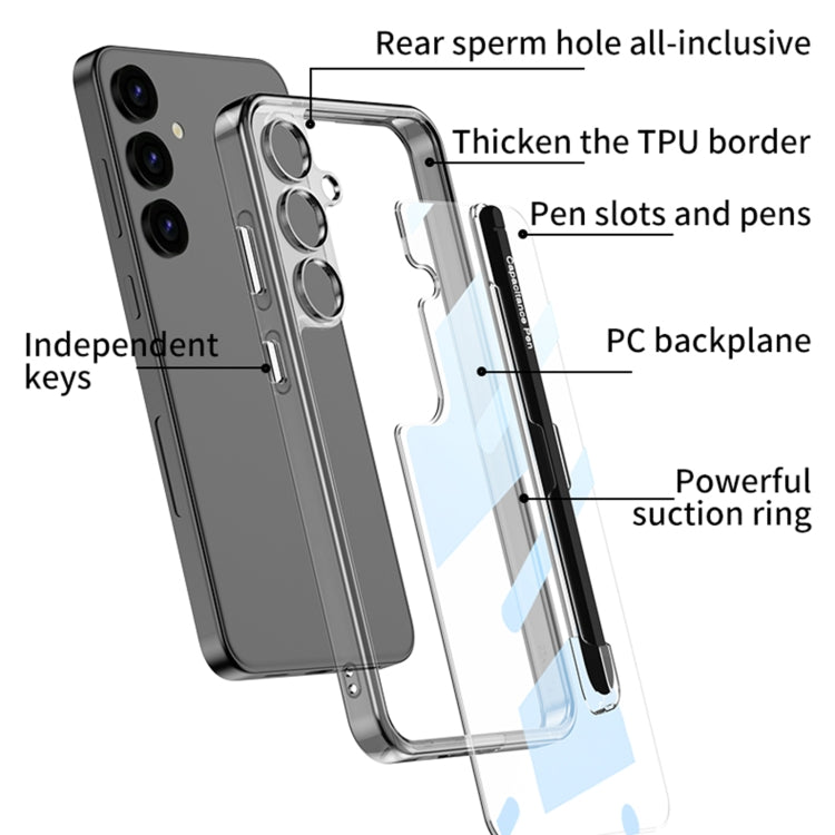 For Samsung Galaxy S24+ 5G GKK Space Frame Transparent PC + TPU Phone Case with Pen(Transparent Black) - Galaxy S24+ 5G Cases by GKK | Online Shopping South Africa | PMC Jewellery | Buy Now Pay Later Mobicred