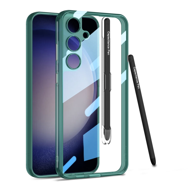 For Samsung Galaxy S24+ 5G GKK Space Frame Transparent PC + TPU Phone Case with Pen(Transparent Green) - Galaxy S24+ 5G Cases by GKK | Online Shopping South Africa | PMC Jewellery | Buy Now Pay Later Mobicred