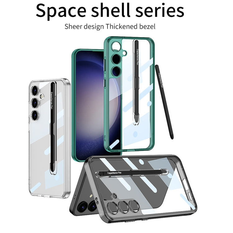 For Samsung Galaxy S24 5G GKK Space Frame Transparent PC + TPU Phone Case with Pen(Transparent Green) - Galaxy S24 5G Cases by GKK | Online Shopping South Africa | PMC Jewellery | Buy Now Pay Later Mobicred