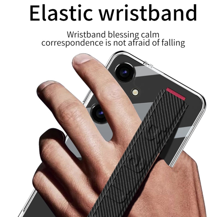 For Samsung Galaxy S24 5G GKK Space Frame Transparent PC + TPU Phone Case with Wrist Strap(White) - free shipping - PMC Jewellery - Order now!