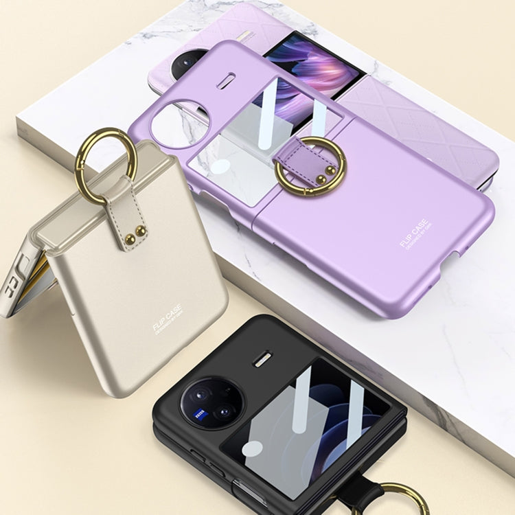 For vivo X Flip GKK Integrated Ultra-thin Full Coverage Phone Case with Ring Holder(Purple) - vivo Cases by GKK | Online Shopping South Africa | PMC Jewellery | Buy Now Pay Later Mobicred