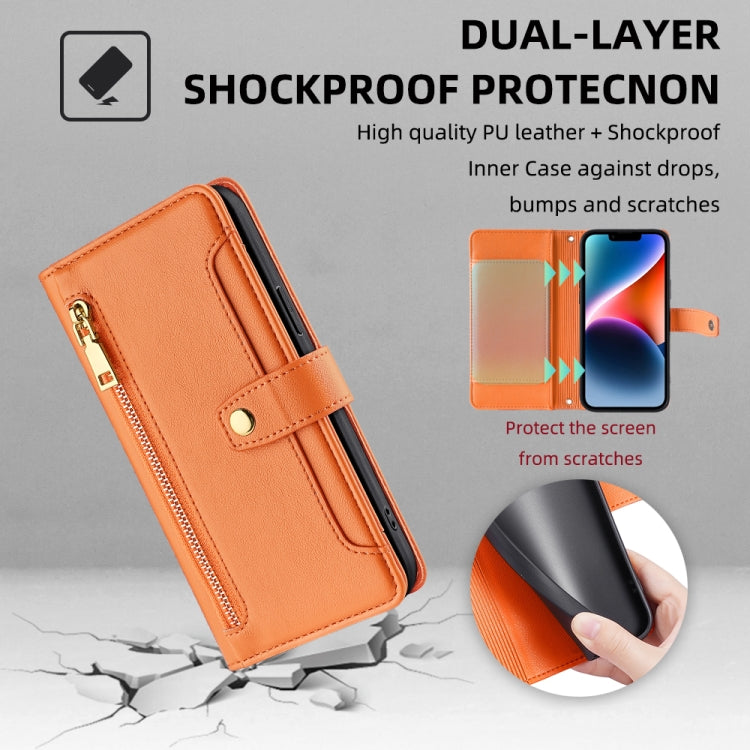 For Itel A48 Sheep Texture Cross-body Zipper Wallet Leather Phone Case(Orange) - More Brand by PMC TechLife | Online Shopping South Africa | PMC TechLife | Buy Now Pay Later Mobicred