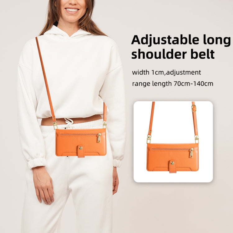 For Itel A48 Sheep Texture Cross-body Zipper Wallet Leather Phone Case(Orange) - More Brand by PMC TechLife | Online Shopping South Africa | PMC TechLife | Buy Now Pay Later Mobicred