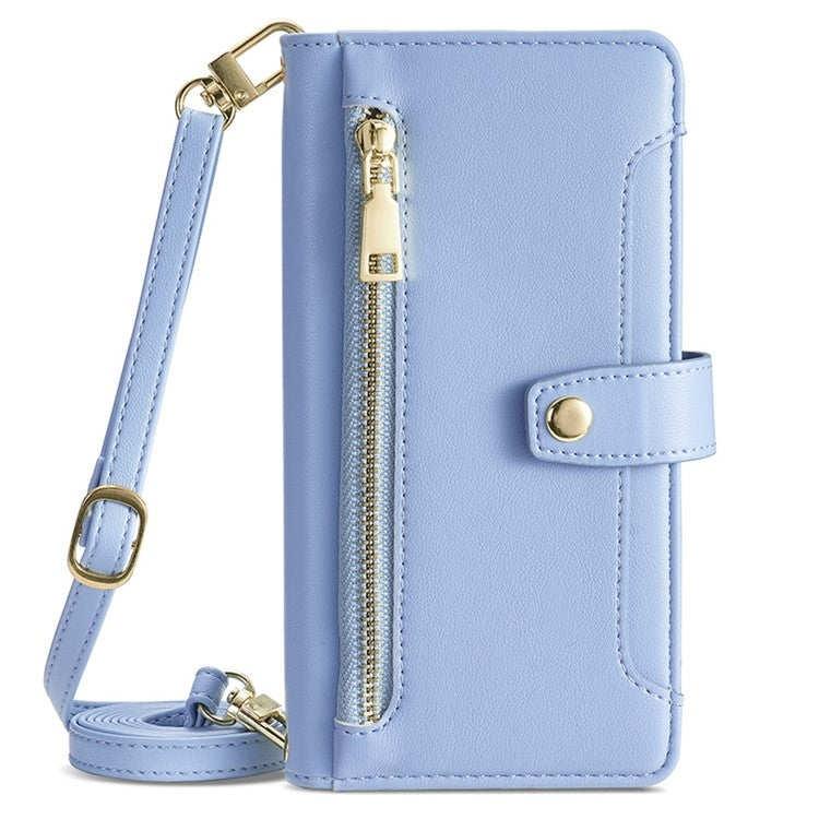 For Itel S24 4G Sheep Texture Cross-body Zipper Wallet Leather Phone Case(Blue) - More Brand by PMC TechLife | Online Shopping South Africa | PMC TechLife | Buy Now Pay Later Mobicred
