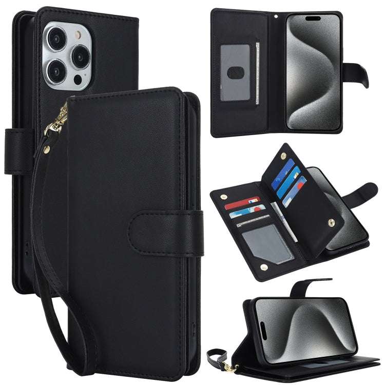 For iPhone 15 Pro Max Multi-Card Wallet RFID Leather Phone Case(Black) - iPhone 15 Pro Max Cases by PMC Jewellery | Online Shopping South Africa | PMC Jewellery