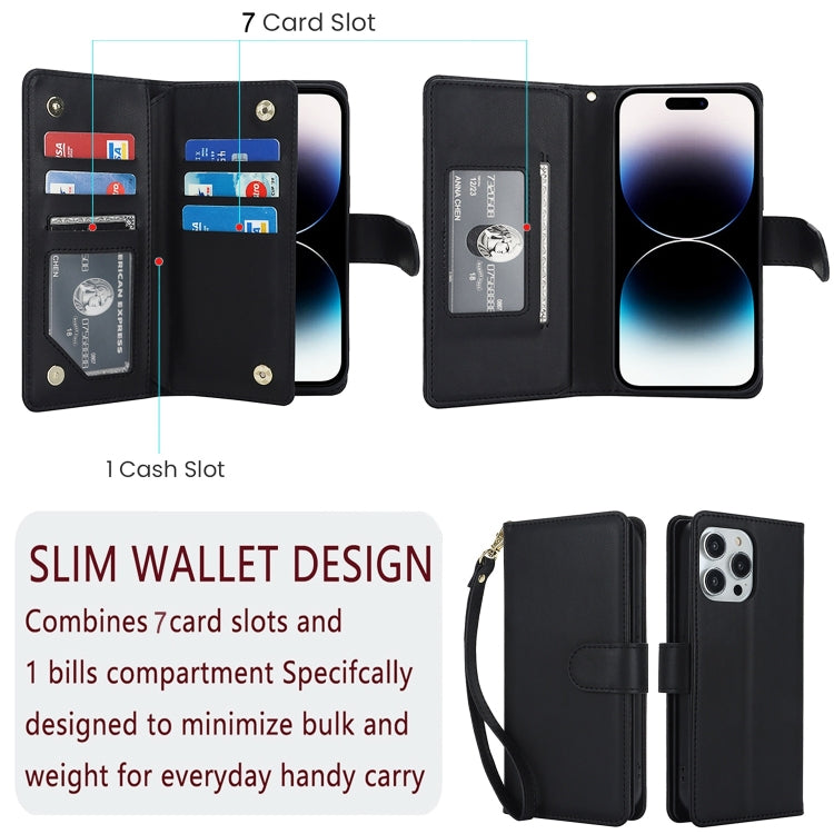 For iPhone 15 Pro Max Multi-Card Wallet RFID Leather Phone Case(Black) - iPhone 15 Pro Max Cases by PMC Jewellery | Online Shopping South Africa | PMC Jewellery