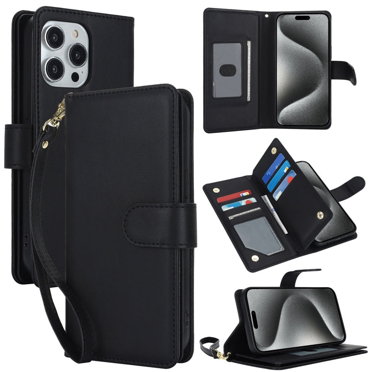 For iPhone 16 Pro Max Multi-Card Wallet RFID Leather Phone Case(Black) - iPhone 16 Pro Max Cases by PMC TechLife | Online Shopping South Africa | PMC TechLife | Buy Now Pay Later Mobicred