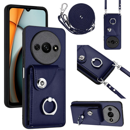 For Xiaomi Redmi A3 4G Organ Card Bag Ring Holder Phone Case with Long Lanyard(Blue) - Xiaomi Cases by PMC Jewellery | Online Shopping South Africa | PMC Jewellery | Buy Now Pay Later Mobicred