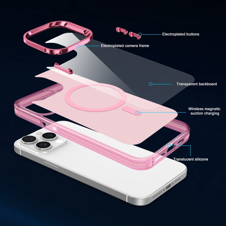 For iPhone 15 Pro Electroplated IMD Magsafe PC Hybrid TPU Phone Case(Pink) - iPhone 15 Pro Cases by PMC Jewellery | Online Shopping South Africa | PMC Jewellery