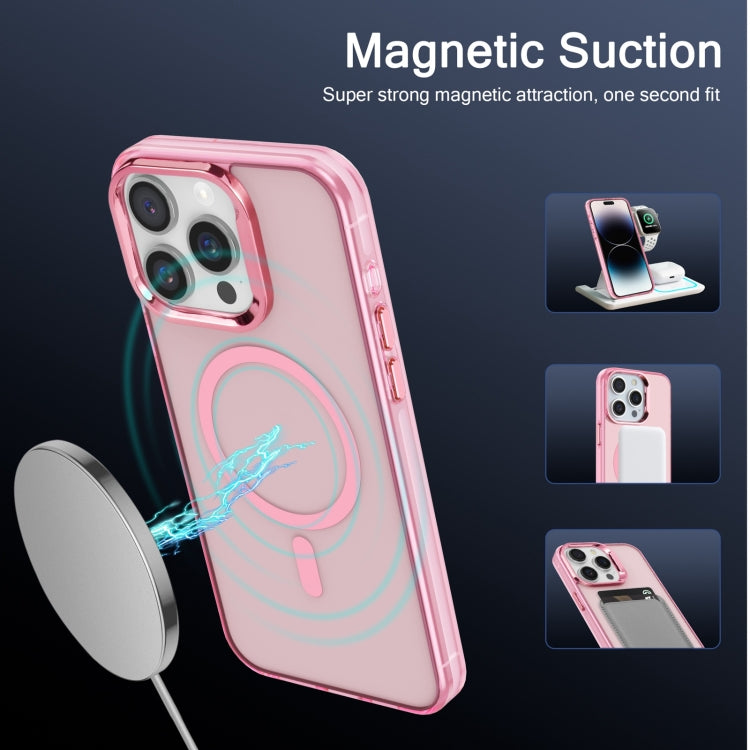 For iPhone 14 Pro Electroplated IMD Magsafe PC Hybrid TPU Phone Case(Pink) - iPhone 14 Pro Cases by PMC Jewellery | Online Shopping South Africa | PMC Jewellery