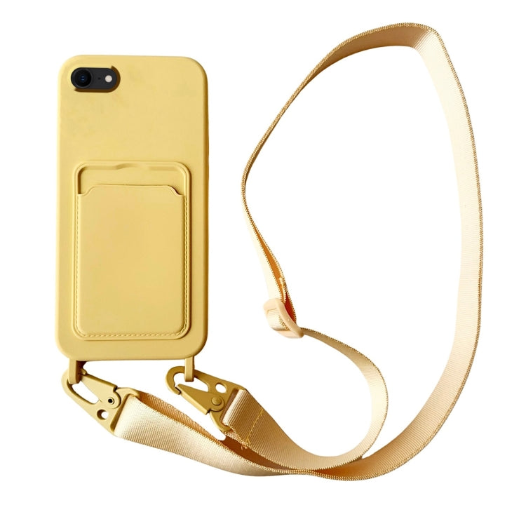 For iPhone SE 2022 / 2020 Card Slot Liquid Silicone Phone Case with Lanyard(Yellow) - iPhone SE 2022 / 2020 / 8 / 7 Cases by PMC Jewellery | Online Shopping South Africa | PMC Jewellery