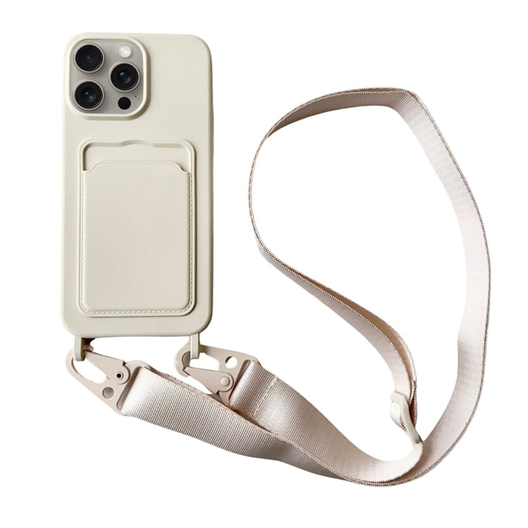 For iPhone 16 Pro Card Slot Liquid Silicone Phone Case with Lanyard(White) - iPhone 16 Pro Cases by PMC Jewellery | Online Shopping South Africa | PMC Jewellery | Buy Now Pay Later Mobicred