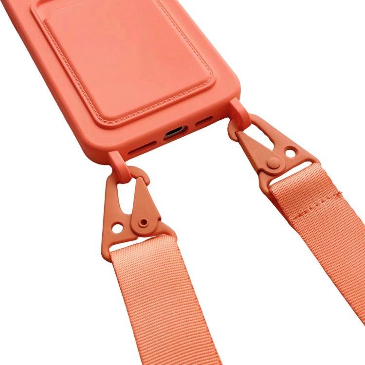 For iPhone 11 Card Slot Liquid Silicone Phone Case with Lanyard(Orange) - iPhone 11 Cases by PMC Jewellery | Online Shopping South Africa | PMC Jewellery