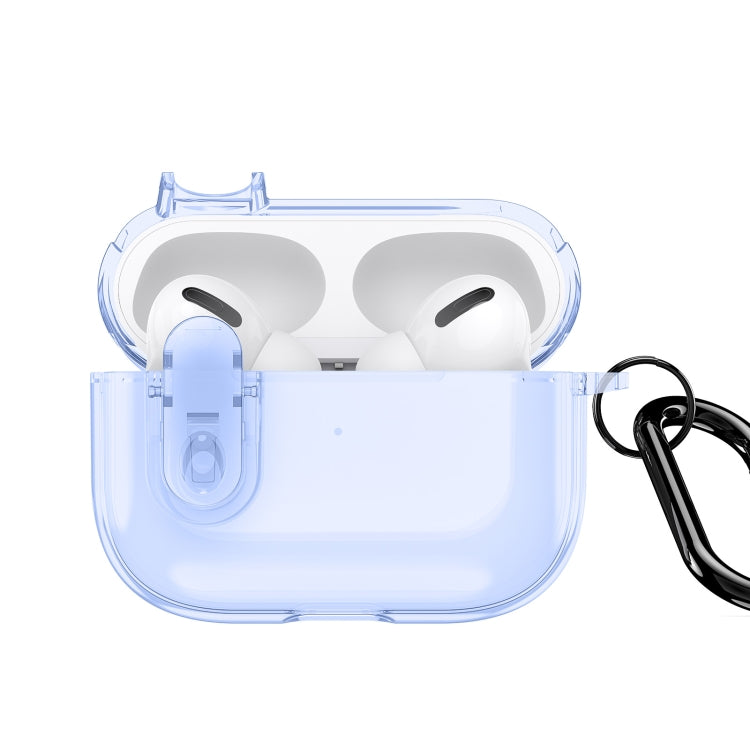 For AirPods Pro 2 DUX DUCIS PECL Series Split Transparent Earphone Case with Hook(Blue) - For AirPods Pro 2 by DUX DUCIS | Online Shopping South Africa | PMC Jewellery | Buy Now Pay Later Mobicred