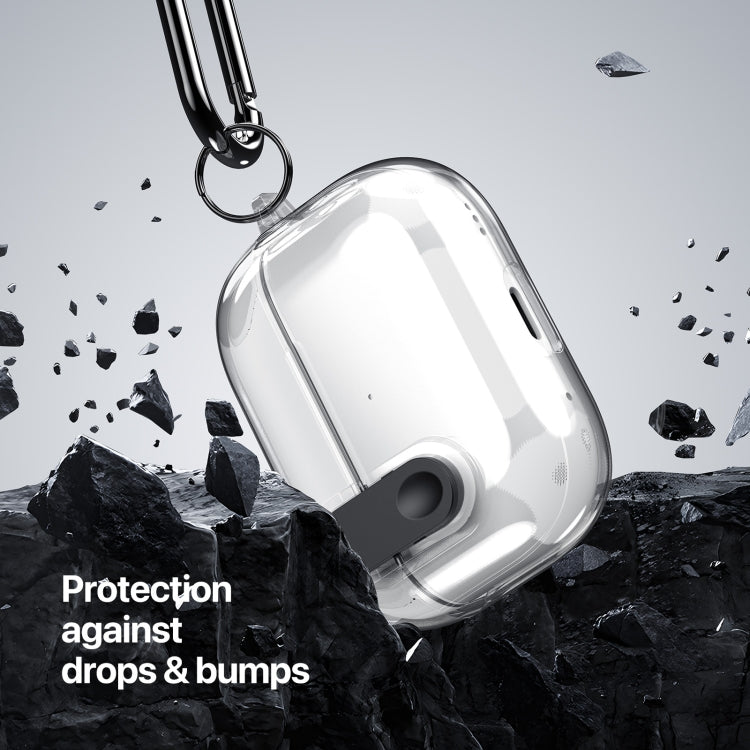 For AirPods 1/2 DUX DUCIS PECL Series Split Transparent Earphone Case with Hook(Transparent) - For AirPods 1/2 by DUX DUCIS | Online Shopping South Africa | PMC Jewellery | Buy Now Pay Later Mobicred