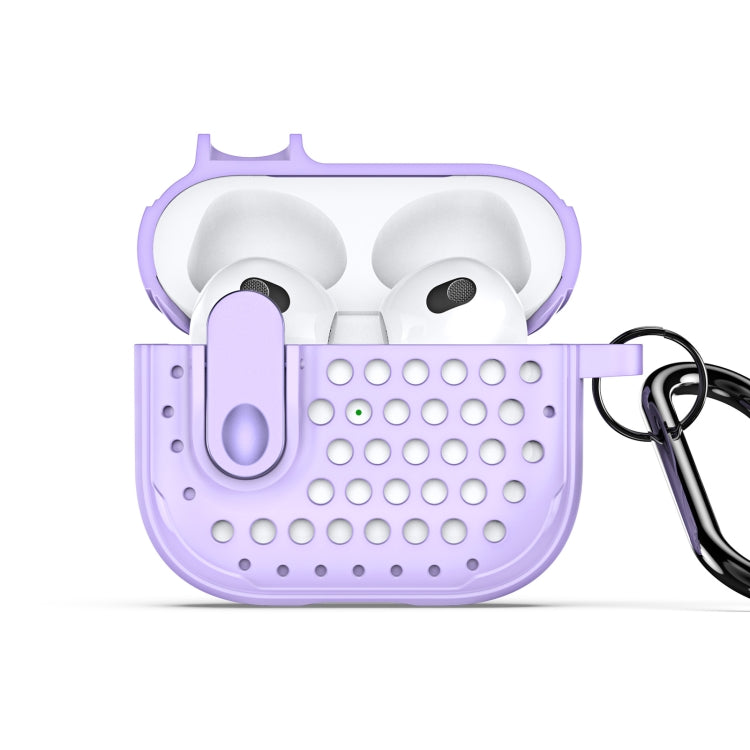 For AirPods 3 DUX DUCIS PECM Series Split Peak Hollow Earphone Case with Hook(Purple) - For AirPods 3 by DUX DUCIS | Online Shopping South Africa | PMC Jewellery | Buy Now Pay Later Mobicred