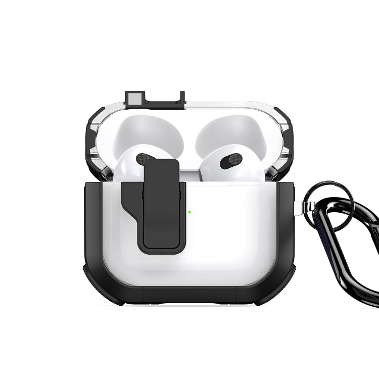 For AirPods 3 DUX DUCIS PECN Series Split Two-color Transparent Earphone Case with Hook(Black) - For AirPods 3 by DUX DUCIS | Online Shopping South Africa | PMC Jewellery | Buy Now Pay Later Mobicred