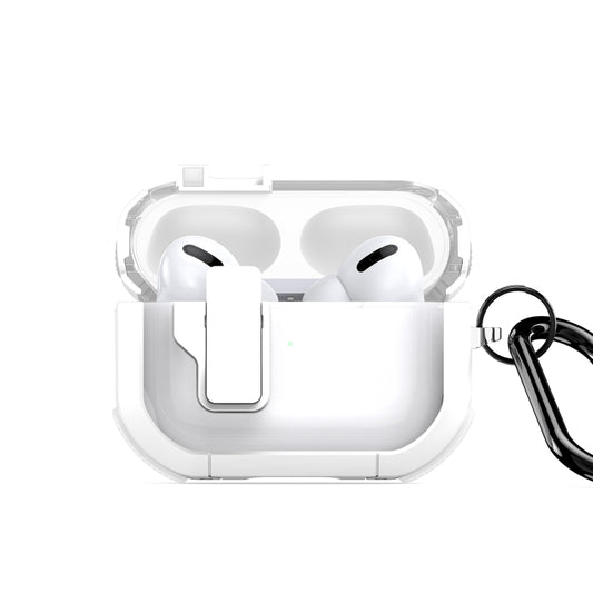 For AirPods Pro DUX DUCIS PECN Series Split Two-color Transparent Earphone Case with Hook(White) - For AirPods Pro by DUX DUCIS | Online Shopping South Africa | PMC Jewellery | Buy Now Pay Later Mobicred