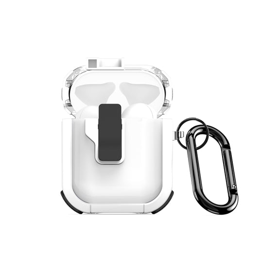 For AirPods 1/2 DUX DUCIS PECN Series Split Two-color Transparent Earphone Case with Hook(White Black) - For AirPods 1/2 by DUX DUCIS | Online Shopping South Africa | PMC Jewellery | Buy Now Pay Later Mobicred