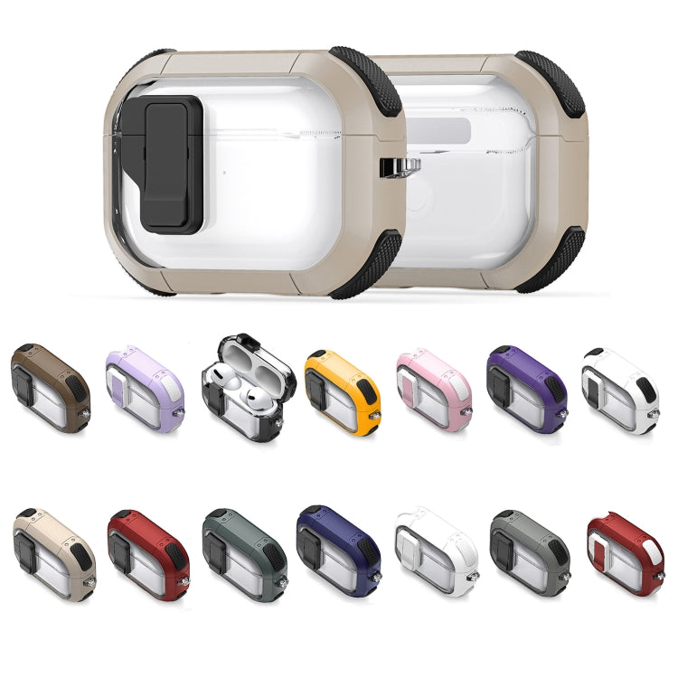 For AirPods Pro 2 DUX DUCIS PECN Series Split Two-color Transparent Earphone Case with Hook(Khaki Black) - For AirPods Pro 2 by DUX DUCIS | Online Shopping South Africa | PMC Jewellery | Buy Now Pay Later Mobicred