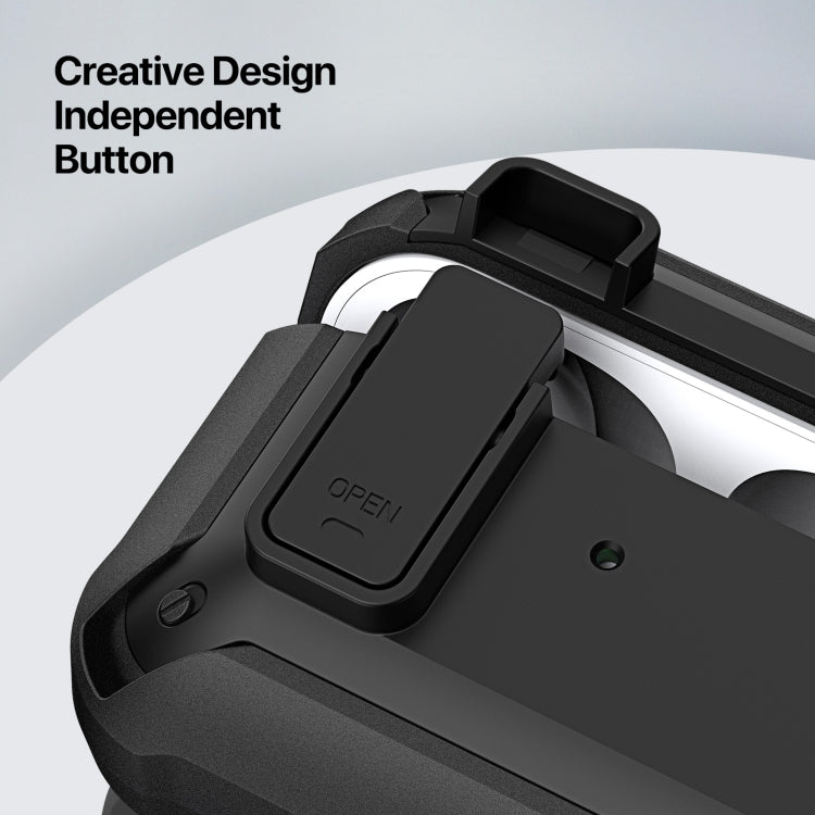 For AirPods 1/2 DUX DUCIS PECO Series Split Two-color Earphone Case with Hook(Black) - For AirPods 1/2 by DUX DUCIS | Online Shopping South Africa | PMC Jewellery | Buy Now Pay Later Mobicred