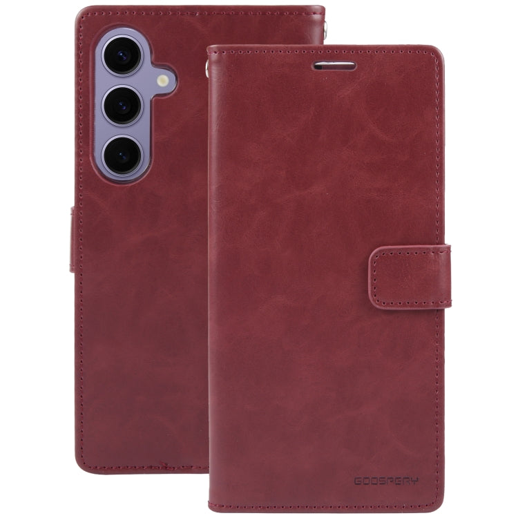 For Samsung Galaxy S24+ 5G GOOSPERY BLUE MOON Crazy Horse Texture Leather Phone Case(Wine Red) - Galaxy S24+ 5G Cases by GOOSPERY | Online Shopping South Africa | PMC Jewellery | Buy Now Pay Later Mobicred