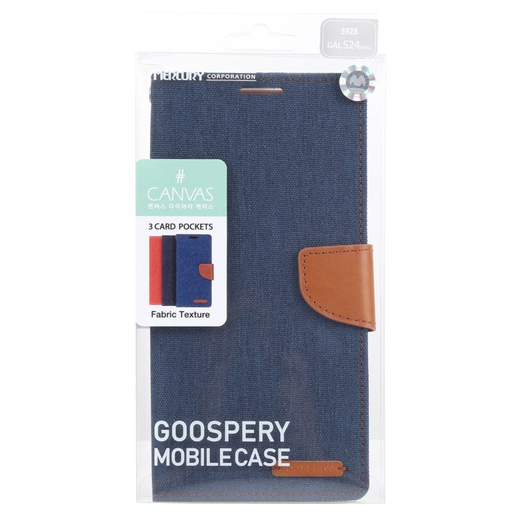 For Samsung Galaxy S24 Ultra 5G GOOSPERY CANVAS DIARY Fabric Texture Flip Leather Phone Case(Navy Blue) - Galaxy S24 Ultra 5G Cases by GOOSPERY | Online Shopping South Africa | PMC Jewellery | Buy Now Pay Later Mobicred