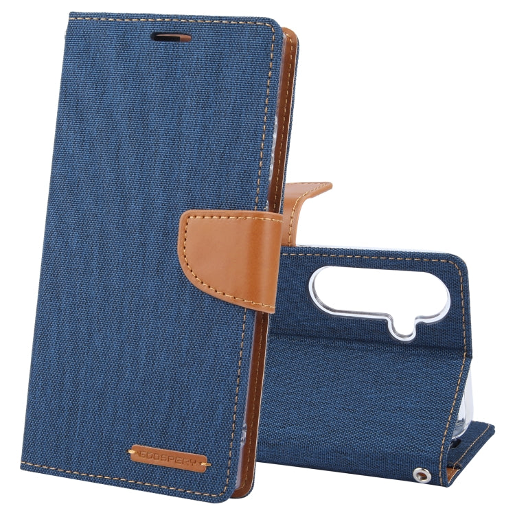 For Samsung Galaxy S24+ 5G GOOSPERY CANVAS DIARY Fabric Texture Flip Leather Phone Case(Navy Blue) - Galaxy S24+ 5G Cases by GOOSPERY | Online Shopping South Africa | PMC Jewellery | Buy Now Pay Later Mobicred