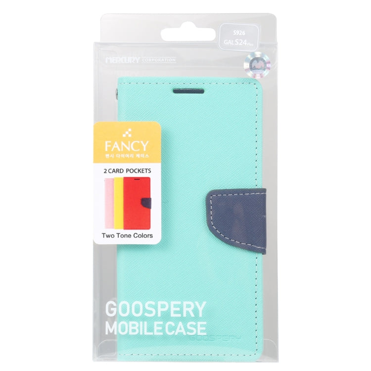 For Samsung Galaxy S24+ 5G GOOSPERY FANCY DIARY Cross Texture Leather Phone Case(Mint Green) - Galaxy S24+ 5G Cases by GOOSPERY | Online Shopping South Africa | PMC Jewellery | Buy Now Pay Later Mobicred