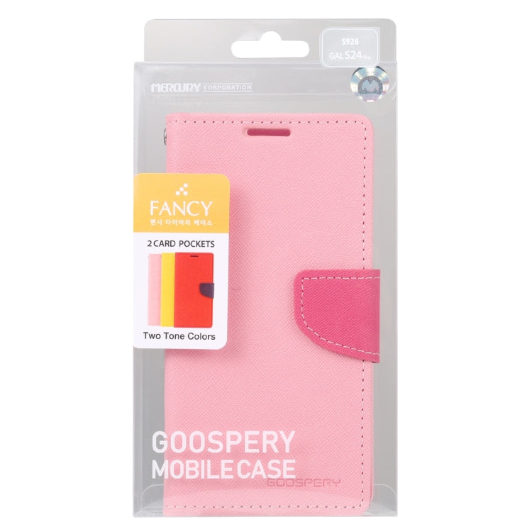 For Samsung Galaxy S24+ 5G GOOSPERY FANCY DIARY Cross Texture Leather Phone Case(Pink) - Galaxy S24+ 5G Cases by GOOSPERY | Online Shopping South Africa | PMC Jewellery | Buy Now Pay Later Mobicred