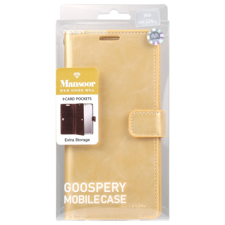 For Samsung Galaxy S24+ 5G GOOSPERY MANSOOR DIARY 9 Card Slots Leather Phone Case(Gold) - Galaxy S24+ 5G Cases by GOOSPERY | Online Shopping South Africa | PMC Jewellery | Buy Now Pay Later Mobicred